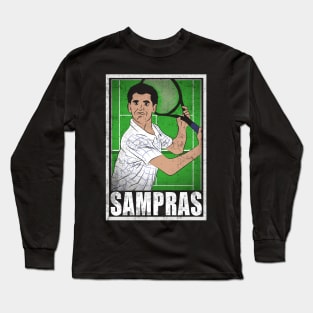 Sampras Tennis Player Hero Vintage Grunge Long Sleeve T-Shirt